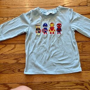 Kids Long Sleeve Shirt with Superhero Embroidery 3T